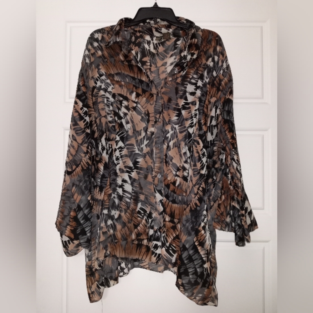 Serenade long sleeve button down blouse plus size 3X